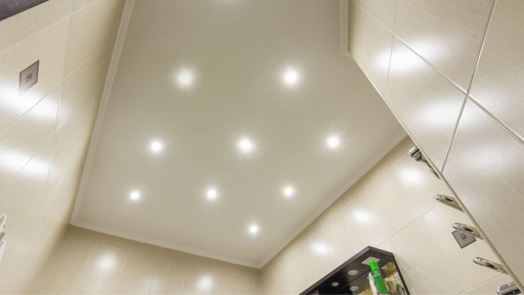 Bathroom spot lights fixed to the ceiling