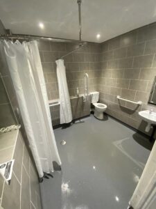 A new disabled bathroom installed as part of a bathroom renovation project in Portsmouth