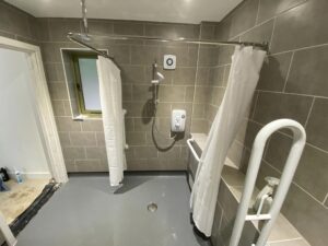 A new disabled bathroom installed as part of a bathroom renovation project in Portsmouth